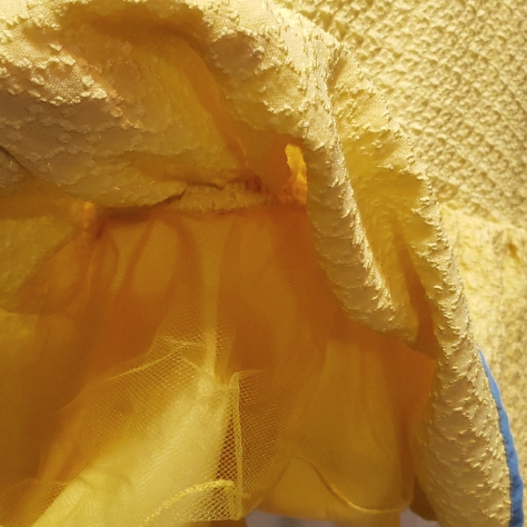 Victoria Beckham Dress Girls Yellow Cloque Ruffle